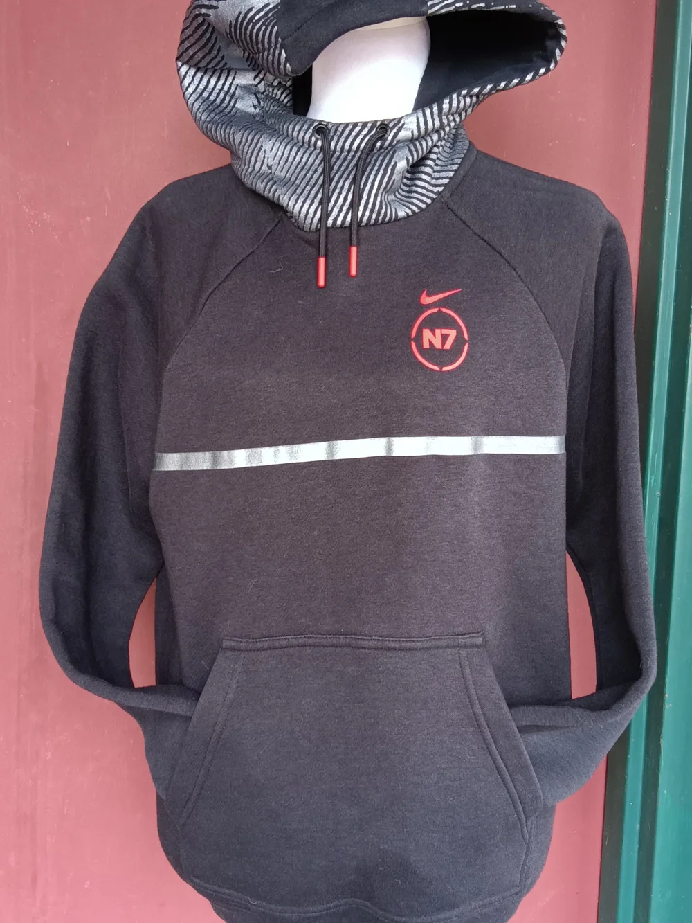 Nike Black Pullover Hoodie with Red Logo